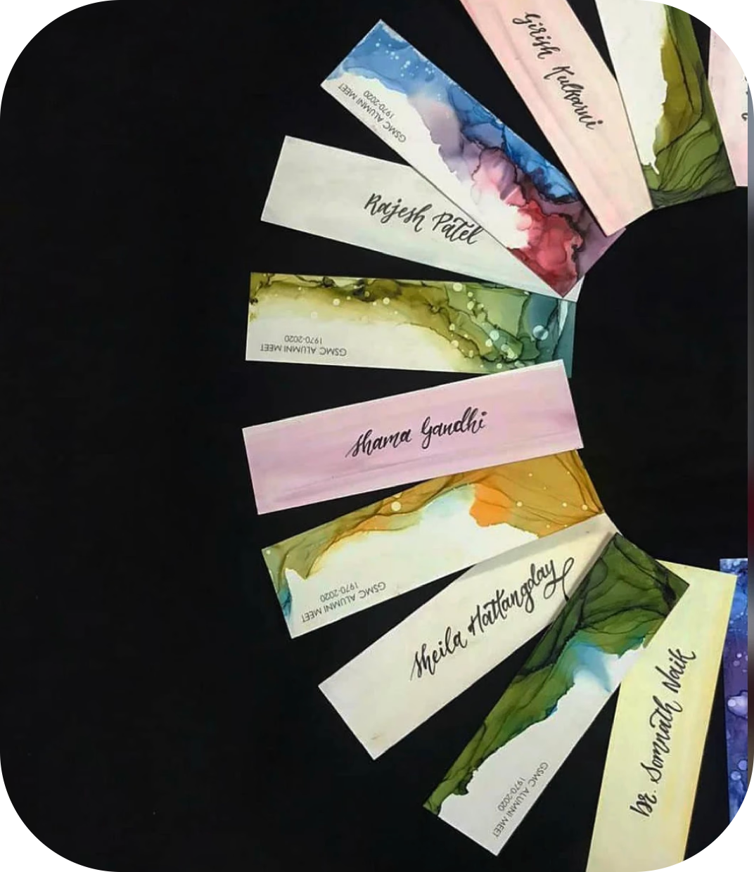 Fan of painted bookmarks