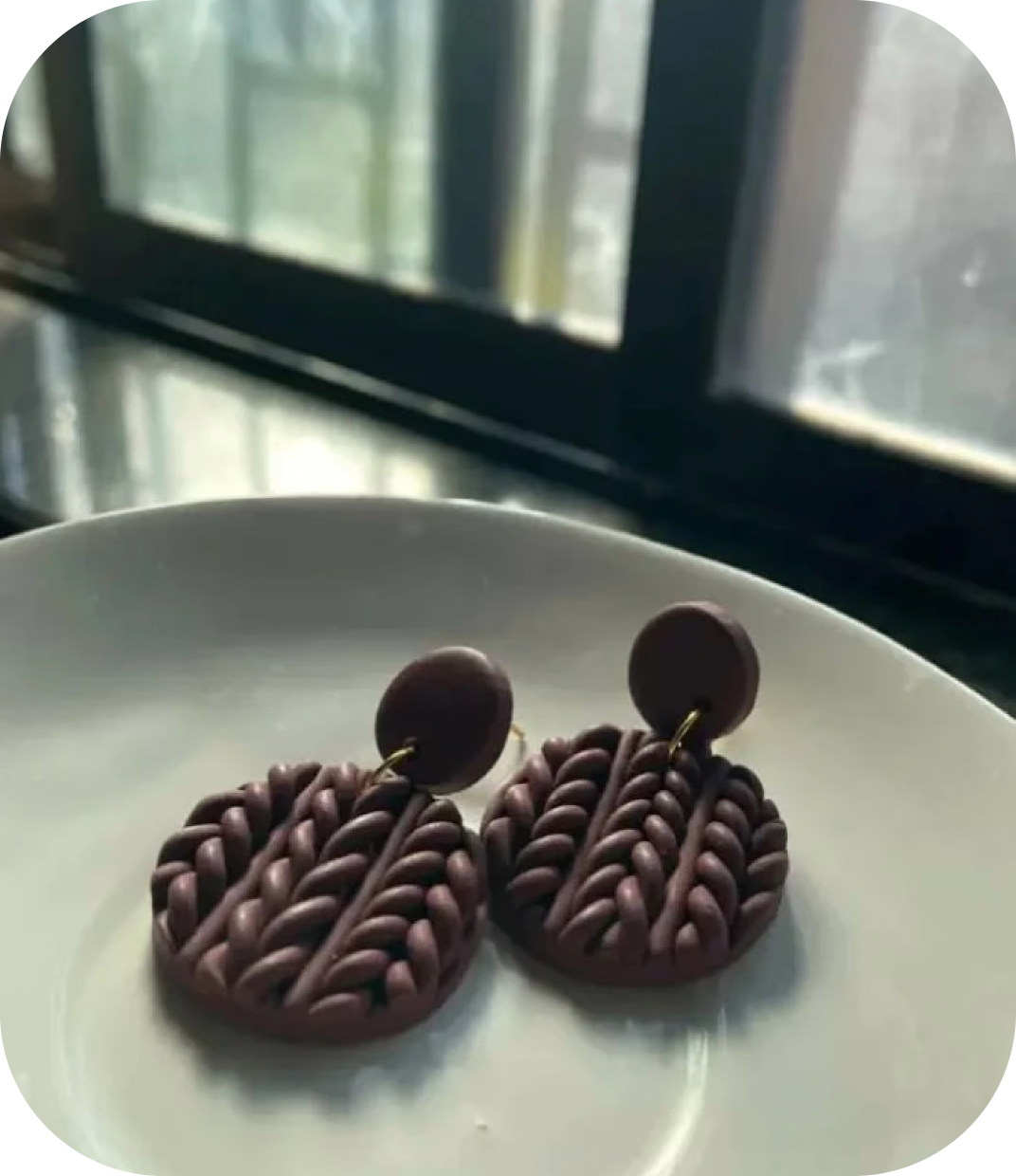 Brown braided earrings