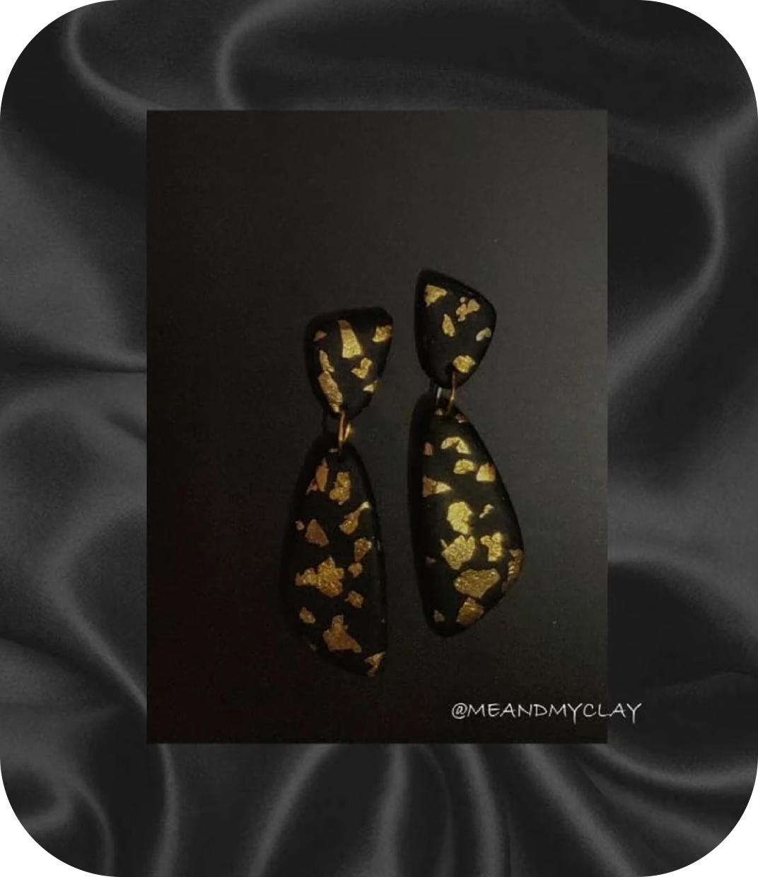 Black and gold clay earrings