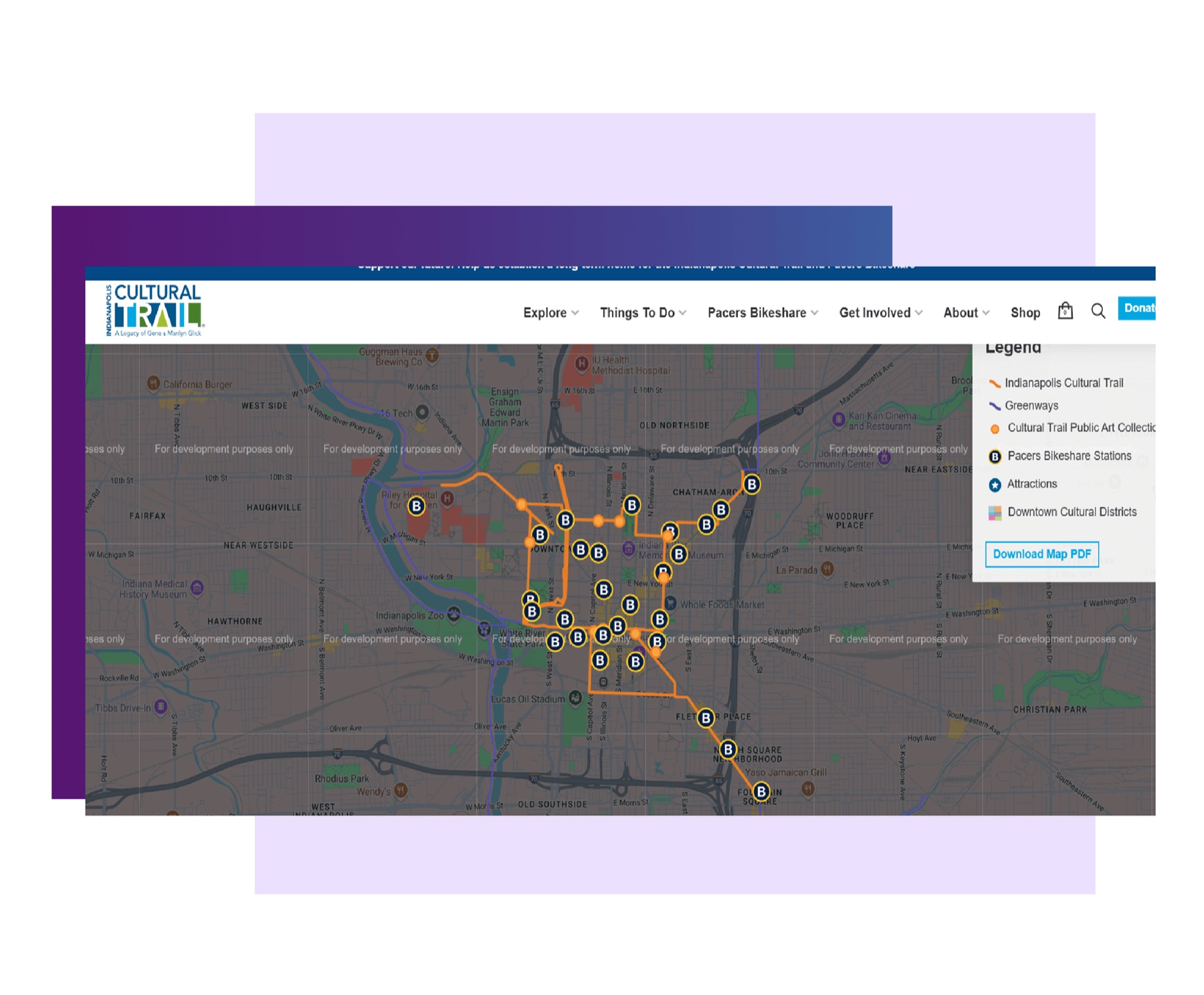 Indianapolis Cultural Trail Map and Route Architecture