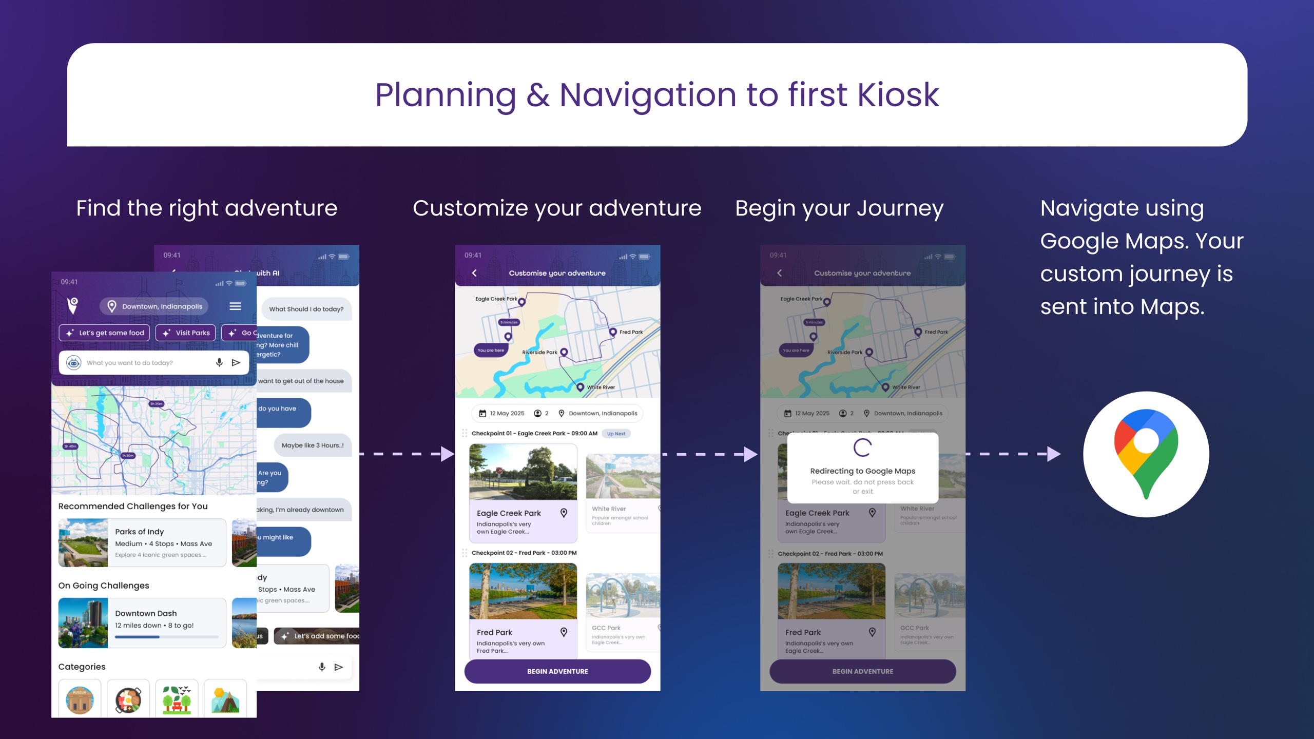 Planning and Navigation to First Kiosk