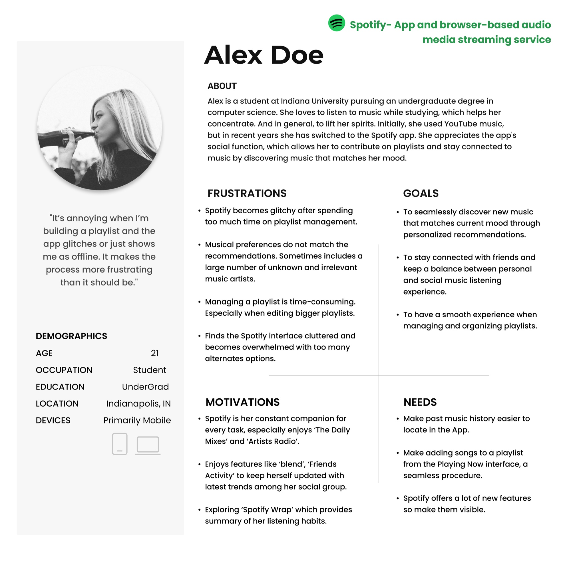 Alex Doe Persona Profile Card